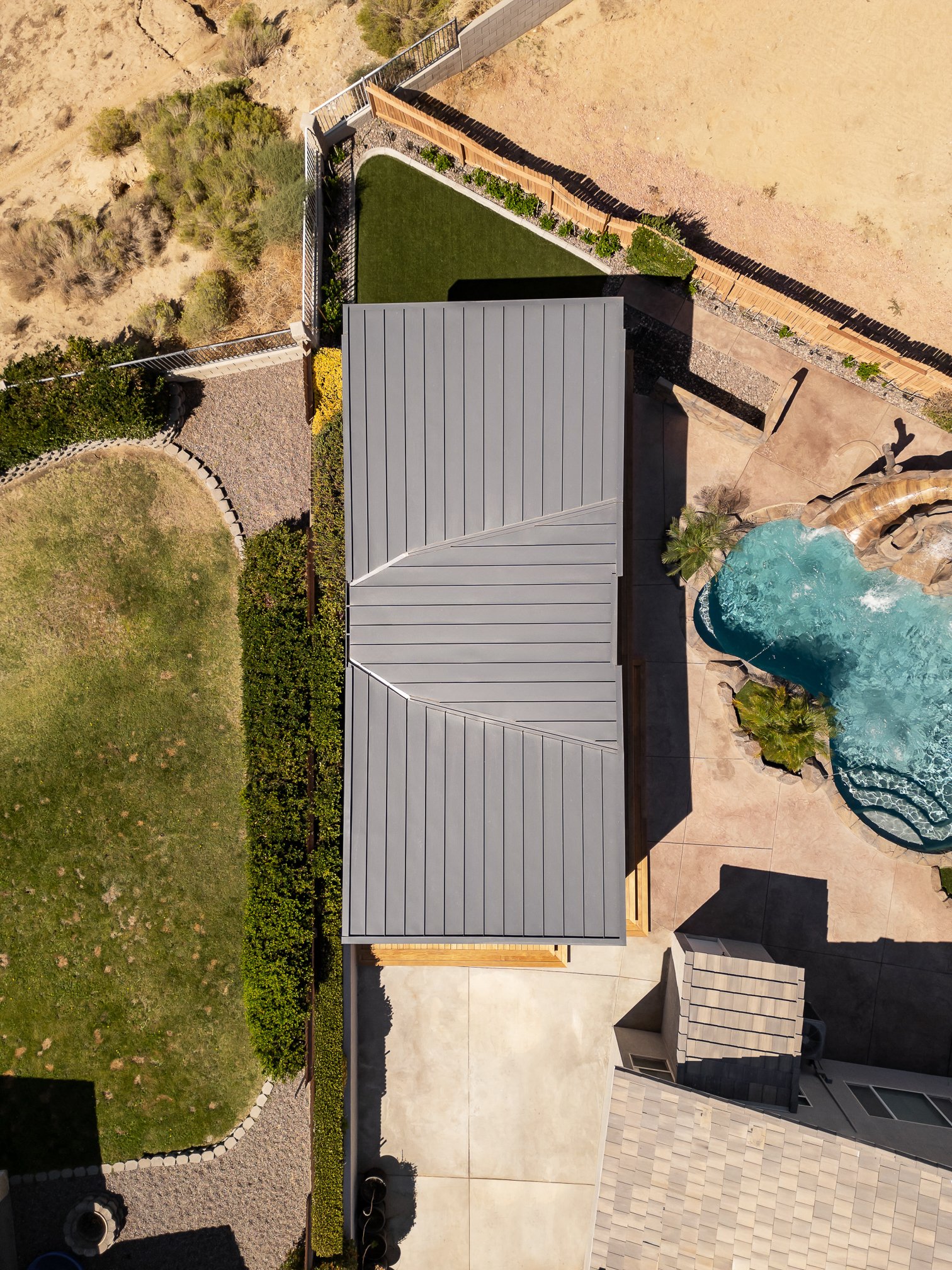 ADU Completed - Drone top-down view of property